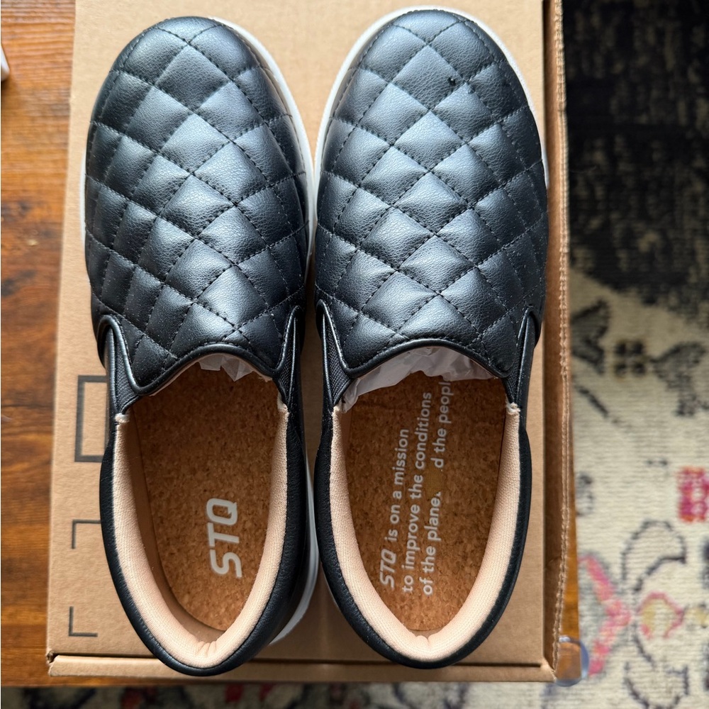 Woman’s Quilted Black Slip-On Shoes